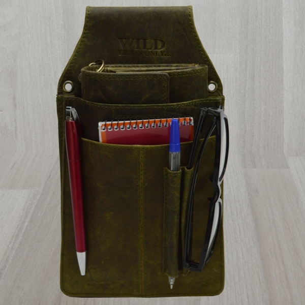 flevado Wild Leder Kellner Tasche in Grün robuste und beständige Verarbeitung